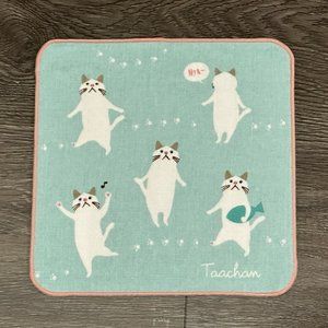 Kitten Cat Loves Exercise Japanese Handkerchief ❘ Hand Towel ❘ Face Towel (Blue)